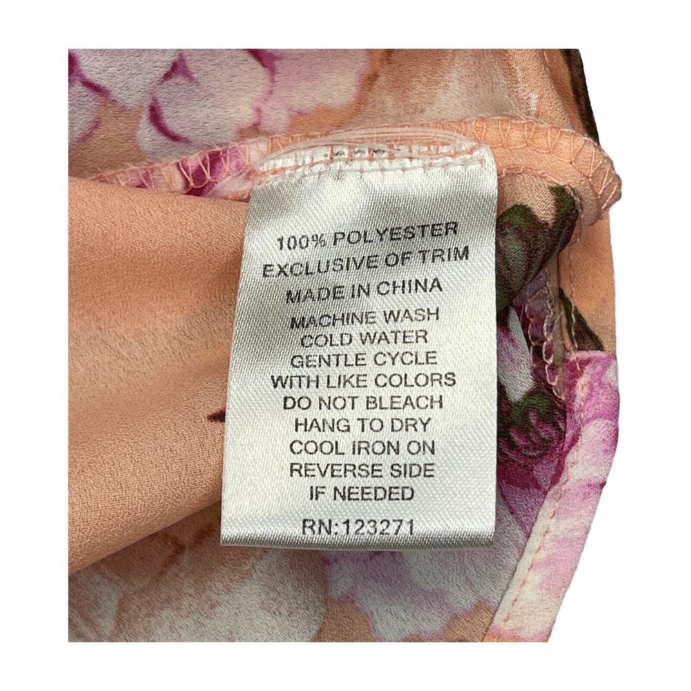 Wishful Park Blouse Pink Floral Long Roll Tab Sleeves Women’s Size Small - Picture 7 of 7